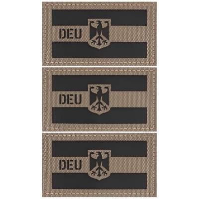 Deutschland Abzeichen 3er Set, Reflektierendes Taktisches Patch mit Hakenfläche,Laser Cut Adler Aufnäher für Rucksack, Jacke, Uniform, Outdoor Kleidung,Aufnäher für Männer im Militärstil von HENGBIRD